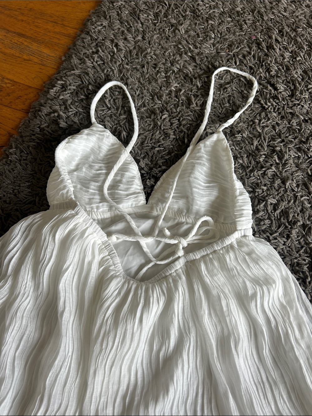 NWOT Princess Polly Matea White Crinkle Spaghetti Strap Mini Dress Size 4 - Picture 10 of 13